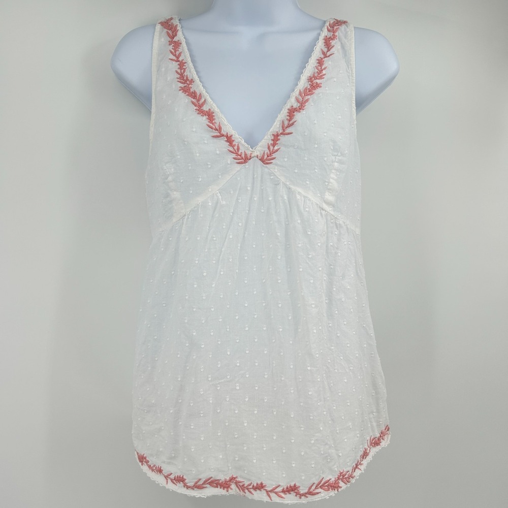 Shabby Chic Coastal Cottage Babydoll Top Womens M Country Cowgirl Cotton